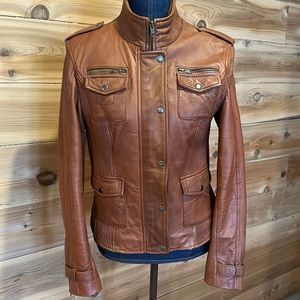 Mango Tan Leather Jacket